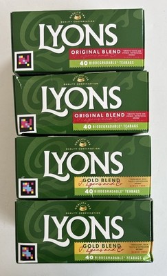 160 Irish LYONS TEA BAGS 2 x 40 Gold Blend 2 x 40 Original Blend Ireland Fresh
