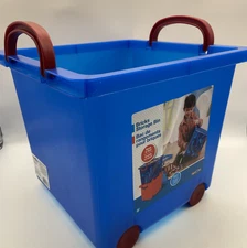 Toys “R” Us Bricks Storage Case Blue Plastic Organizer Built-in Handle - No Lid*