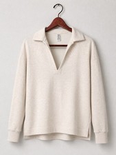 SPANX AirEssentials Half Zip Collared Pullover Sweatshirt Cream Small Soft