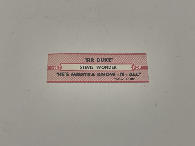 Jukebox Title Strip Stevie Wonder Sir Duke He’s Misstra Know It All Tamla 54281