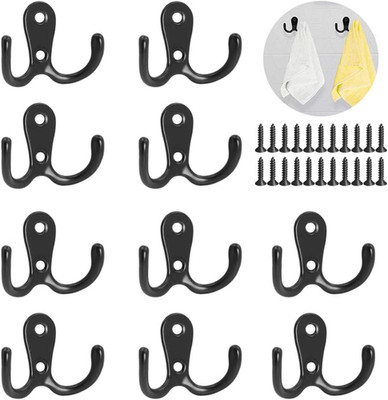 10er Pack Double Prong Robe Hooks, Heavy Duty Coat Hooks Wandmontierter Kleiderb