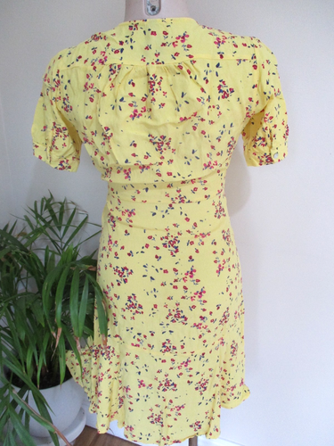 SERAPHINE MATERNITY & NURSING SMART YELLOW PRINT TIE FRONT DRESS SIZE 8 - Picture 3 of 3