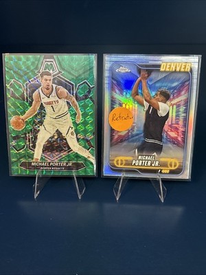 Michael Porter Jr, 2x Prizm Color Lot! Topps Refractor, Mosaic Green, Nuggets