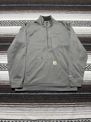 Carhartt Force 1/4 Zip Sweatshirt Mens L Gray Relaxed Fit Pullover 102831