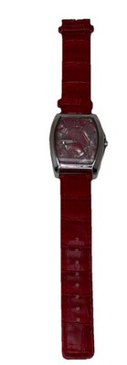Bijoux Terner K-10909 Women's Silver Tone Quartz Watch Red Leather Strap