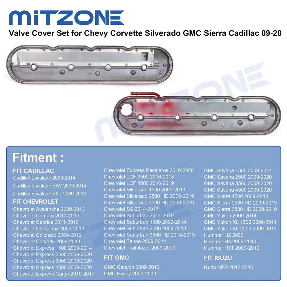 2PCS Valve Cover Set for Chevy Corvette Silverado GMC Sierra Cadillac 09-20 V8🚗 - Image 3 of 4