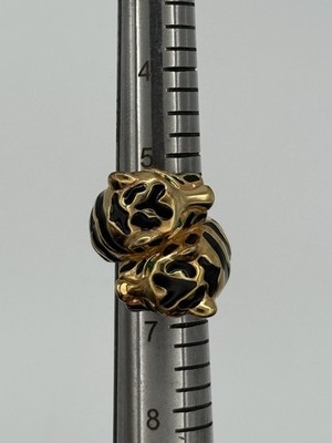 Gold Tone Cheetah Bypass Ring Cheetah Print Green Crystal Eyes China Sz 7.25