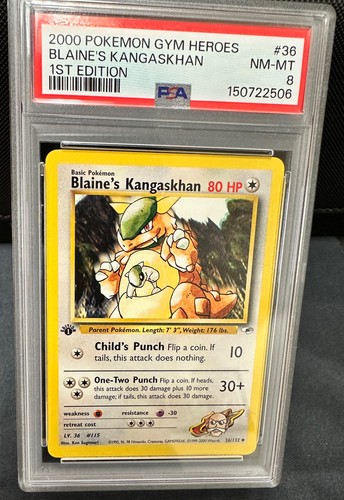 Blaine's Kangaskhan (1st Edition) graded PSA 8 for sale on eBay