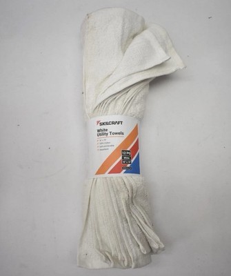 Skilcraft White Utility Towels 16'' x 19'' Cotton- BUY ONE GET ONE GET ONE FREE