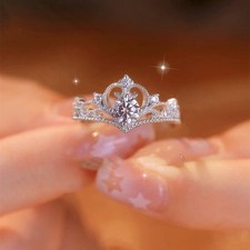 Queen Crown Adjustable Ring 925 Sterling Silver Womens Girl Jewellery Love Gift