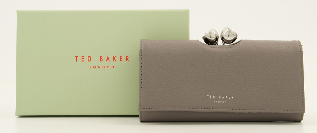 TED BAKER Rosyela Large Bobble grey leather Purse in branded box BNWT