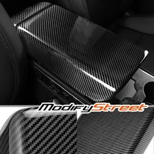 For 17-23 TESLA Model 3/Y Enter Console Armrest Cover Carbon Fiber Gloss Black