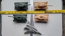 Vintage Plastic Toy Tank possibly Tim Mee M48 Patton  & plane