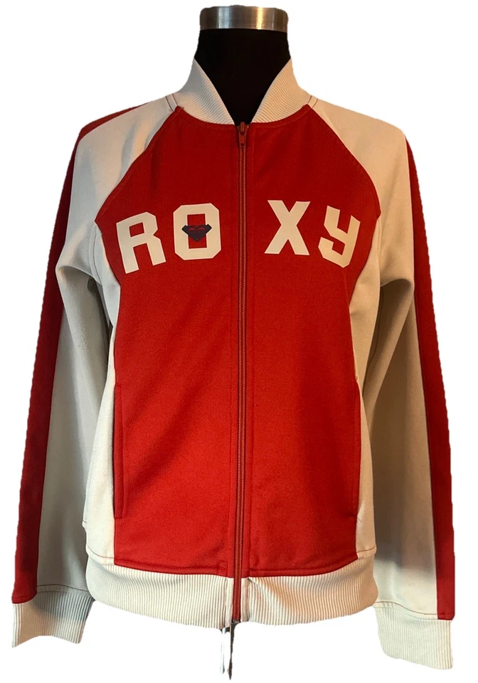 Винтажный Y2K 2000'S Roxy Track куртка молнии бежевый и оранжевый средний - Изображение 3 из 4