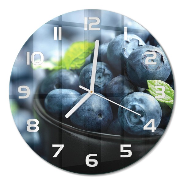 Runde Moderne Glas-Wanduhr Aus GehäRtetem Glas Blaubeeren WeißE Zeiger Fi30 Cm-image