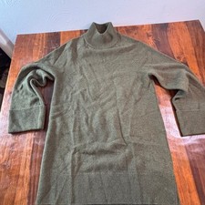 Reformation Olive Green 100% Merino Wool Oversized Turtleneck Sweater Raglan