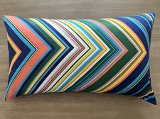 2 Pottery Barn Tamara Silk Lumbar Pillow Cover 16”x26” Multicolor Chevron