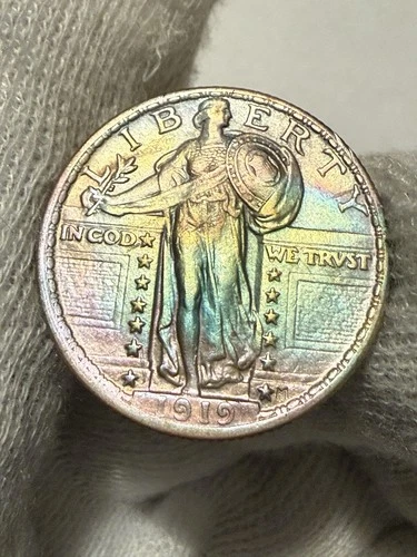 1919 Standing Liberty Quarter, Choice Lustrous AU+ Toned