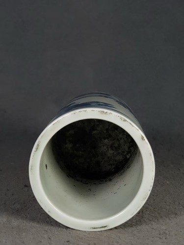 Antiker chinesischer Porzellan Qing Dynastie blau und weiß Pinseltopf 20 - Bild 2 von 9