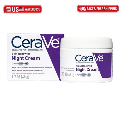 CeraVe Skin Renewing Night Cream, Peptide Complex, Hyaluronic Acid & Ceramide Mo