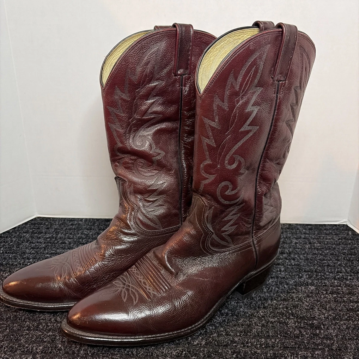 Bottes Western Vintage Homme Dan Post - Cuir Marron Et Noir - Taille 9.5 D