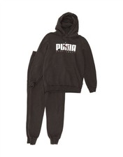PUMA Mens Hooded Graphic Full Tracksuit Small Black BA09