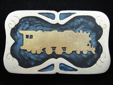 RH03163 VINTAGE 1970s  STEAM TRAIN ENGINE  RAILROAD BELT BUCKLE