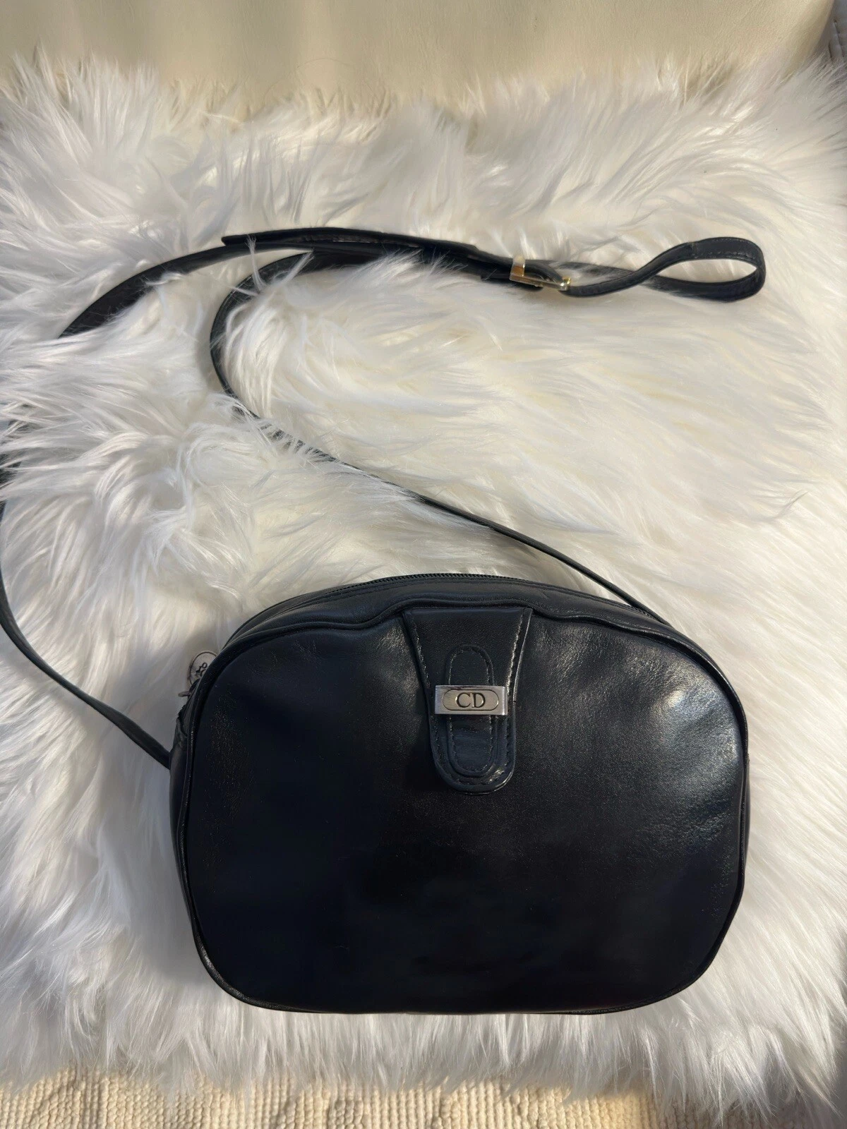 Sac bandoulière vintage Christian Dior cuir noir occasion