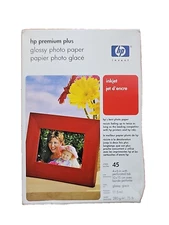HP PREMIUM PLUS GLOSSY PHOTO PAPER 45 4x6 Pictures Thick Paper Unopened NIB