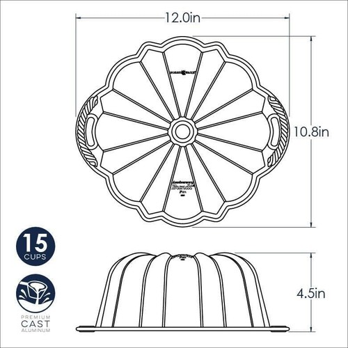 Nordic Ware Anniversary Bundt 12 Cup Gold - Picture 3 of 5