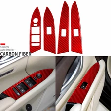Red Carbon Fiber Interior Window Lift Switch Panel Cover For Cadillac XTS 13-19