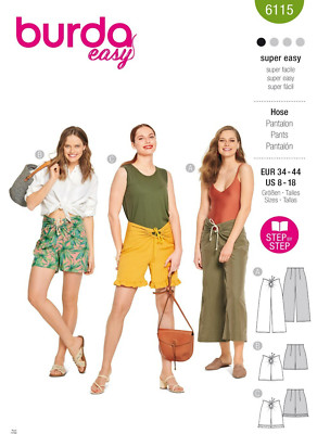 Burda 6115 Misses Pants & Shorts  Easy Sewing Pattern Sizes 8-18 New!