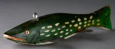 VINTAGE 5" NORTHERN PIKE ~ ICE FISH SPEARING DECOY~ FOLK ART FISHING LURE
