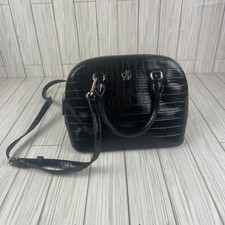 DKNY Bryant Dome Satchel Black Crossbody Crocodile Pattern Small Crossbody