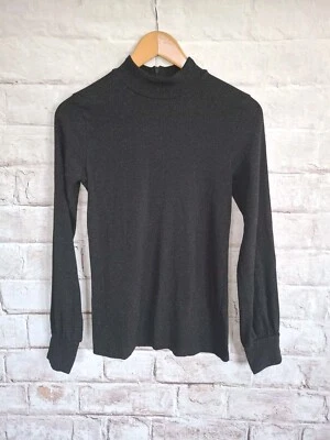 Hallhuber Damen Bluse Shirt Oberteil Langarm Gr. M Schwarz Glitzer Stretch  - Bild 1 von 4
