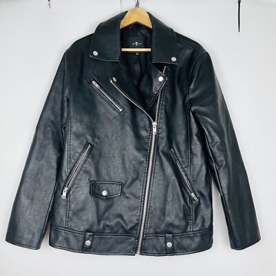 For All Mankind Black Vegan Leather Moto Jacket