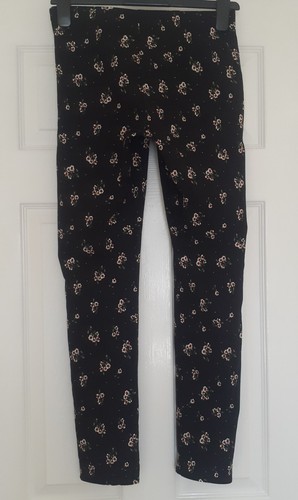 Primark Women's Black Coral Floral Mix Skinny Slim Leg Trousers Size 8 Leg 27" - Picture 3 of 3