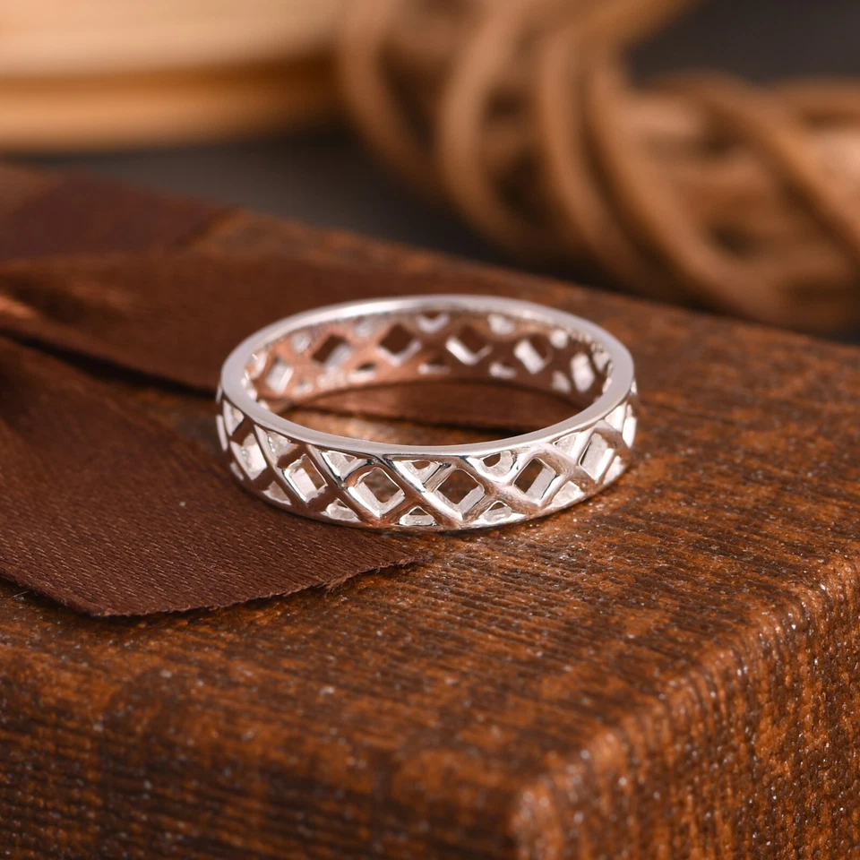 Cluster Ring Solid 925 Sterling Silver For Women Teen Girls Double Layers Band - Image 4 of 4