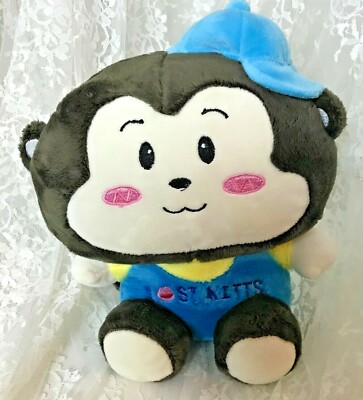 St. Kitts Plush Monkey With Embroidered Face 9.25'' Sitting