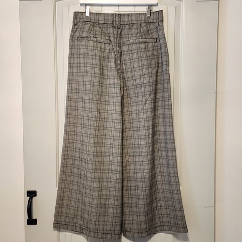 American Eagle Outfitters AEO Black Grey WIDE LEG PLAID TROUSERS Pants 12 Short - Picture 3 of 4