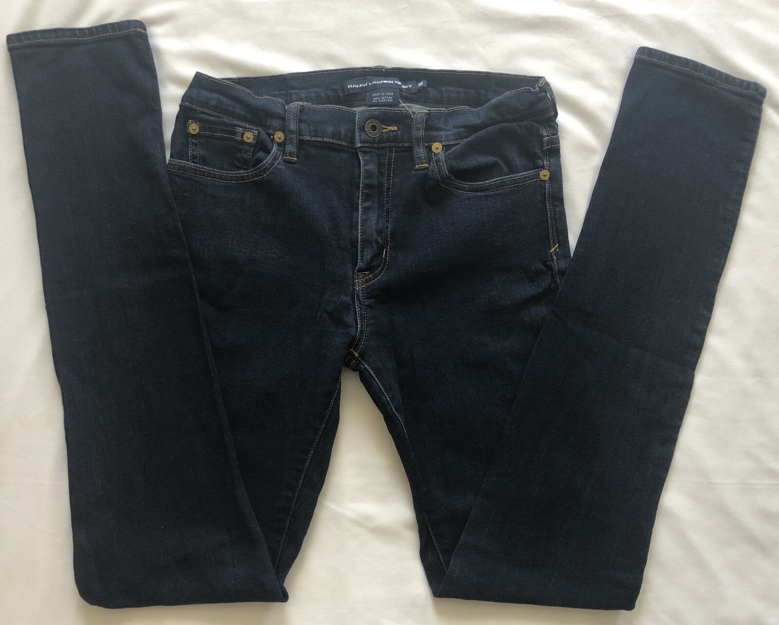 Ralph Lauren Sport Skinny Stretch Jeans Size 30 Dark Wash Blue Denim Slim Fit