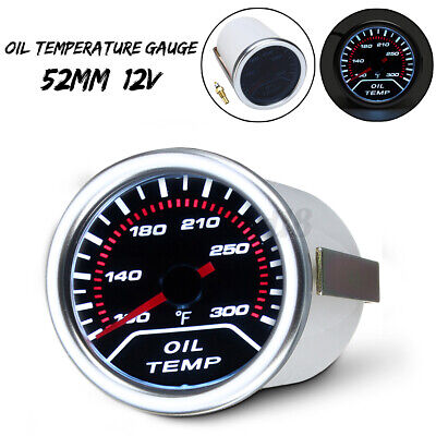 Universal 2" 52mm Car Smoke Lens LED Pointer Oil Temp Temperature Gauge Meter
