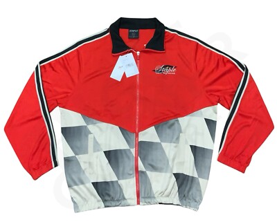 Jeff Staple Racing Jacket Men's Large Red Embroidered Full Zip Checkered Flag