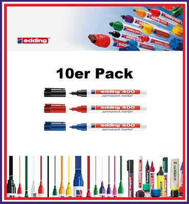 10 STÜCK Edding Permanentmarker 400 blau , rot oder schwarz in Strichbreite 1 mm