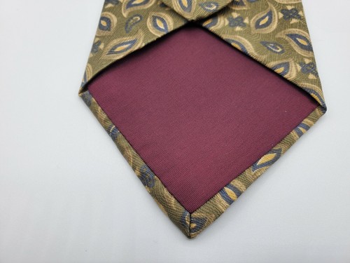 Corbata para hombre Barrington diseño geométrico 100 % verde seda verde amarillo. "W-3 7/8"" L-56""" - Imagen 4 de 5