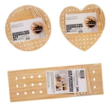 Craft County Wooden Pegboard Kit- Heart,Square,Circle,Rectangle Shape-unfinished