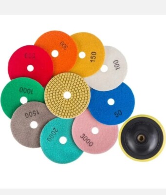 14 Stück Diamant Polierpads Kit 4 Zoll Nass/Trocken für