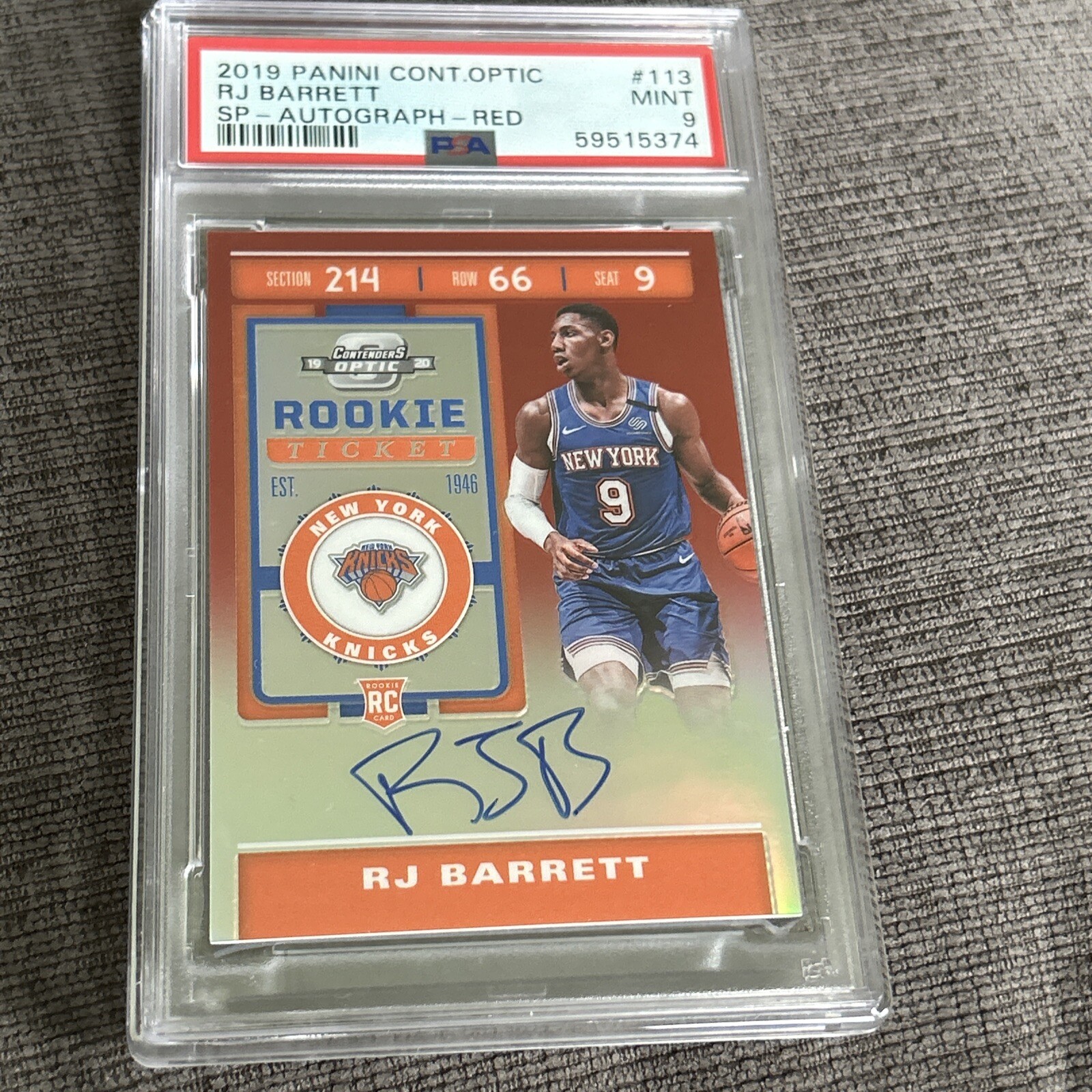RJ BARRETT AUTO ROOKIE CARD PSA