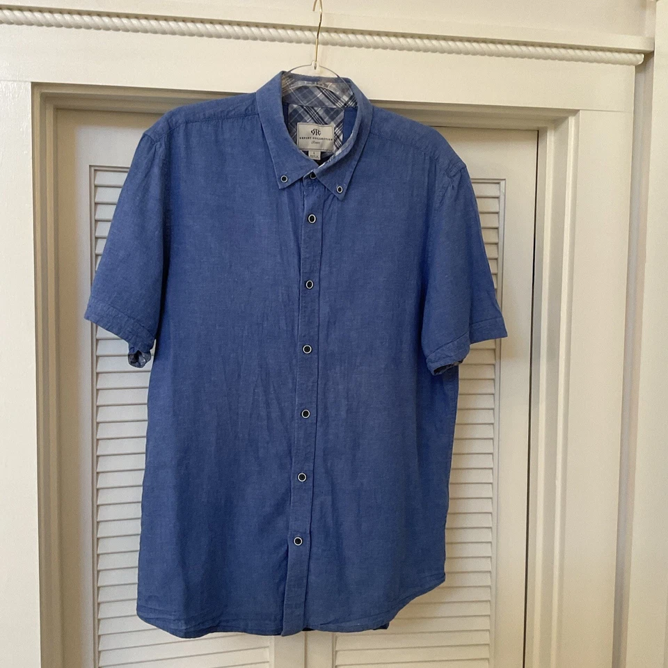 Report Collection Shirt Men’s L Blue Short Sleeve Casual Button Front - Image 3 of 4