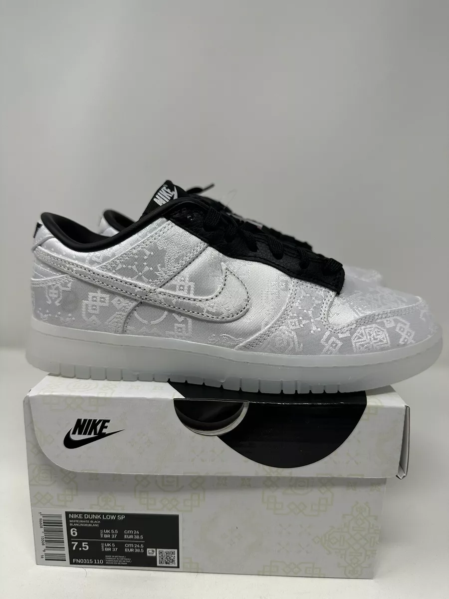 CLOT x FRAGMENT DESIGN NIKE DUNK /WHITE BLACK SILK / DS SZ 6 / FN0315-110 /